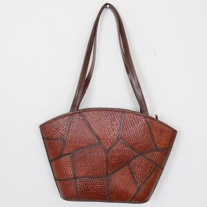 Desenyo Buntal Straw Patchwork Tote Shoulder HandBag Vegan Leather Boho‎ Purse